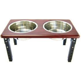 Spot Posture Pro Double Diner   Stainless Steel & Cherry Wood  2 Quart (8" to 12" Adjustable Height)