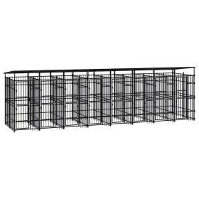 Outdoor Dog Kennel with Roof Steel 158.8 ft²