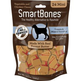 SmartBones Peanut Butter Dog Chews (Option: Mini  2" Long  Dogs under 20 Lbs (24 Pack))