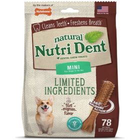 Nylabone Natural Nutri Dent Filet Mignon Dental Chews  Limited Ingredients (Option: Mini  78 count)